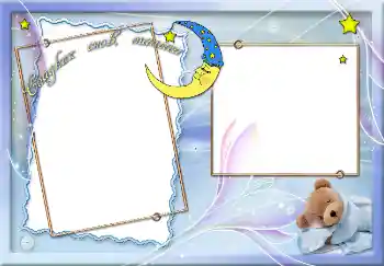 Napis na ramce: Сладких снов, малыш.