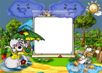 Napis na ramce: Под дождем.