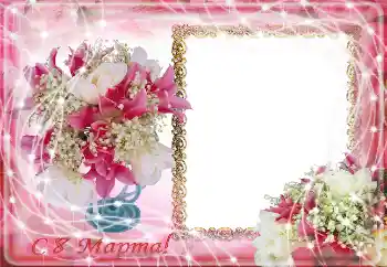 Napis na ramce: Życzenia w dniu 8 marca