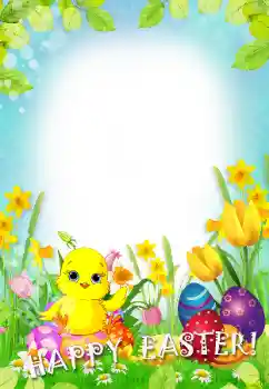 Napis na ramce: Wesołych Świąt Wielkanocnych