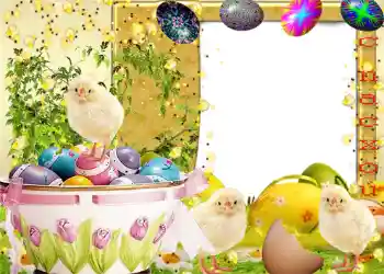 Napis na ramce: Wesołych Świąt Wielkanocnych