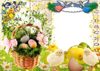 Napis na ramce: Wesołych Świąt Wielkanocnych