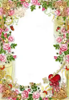 Napis na ramce: Życzenia z okazji Walentynek!