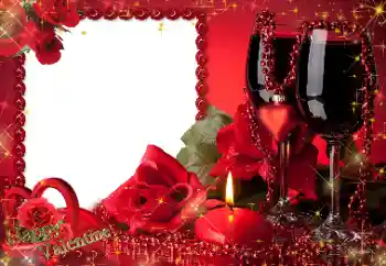 Napis na ramce: Życzenia z okazji Walentynek!